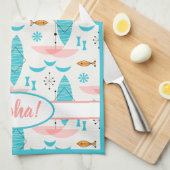 Linge De Cuisine Mid Century Pink Catamaran (Quart Plié)