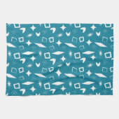 Linge De Cuisine Mid Mod Atomique Mi-Siècle Moderne Rétro Bleu (Horizontal)