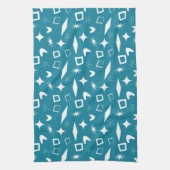 Linge De Cuisine Mid Mod Atomique Mi-Siècle Moderne Rétro Bleu (Vertical)