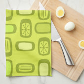 Linge De Cuisine Midcentury MCM Rounded Rectangles Chartreuse (Quart Plié)