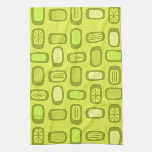 Linge De Cuisine Midcentury MCM Rounded Rectangles Chartreuse (Vertical)