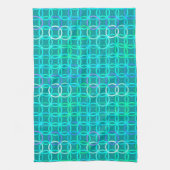 Linge De Cuisine Midcentury Modern Circles, turquoise et aqua (Vertical)