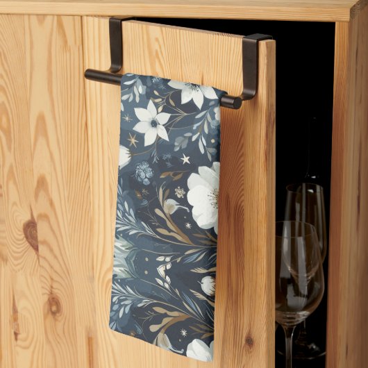 Linge De Cuisine Midnight Garden Dream - Plancher bleu marine (Pliage en tiers)