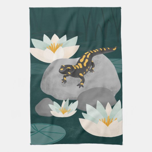 Linge De Cuisine Midnight Pond Fire Salamander (Vertical)