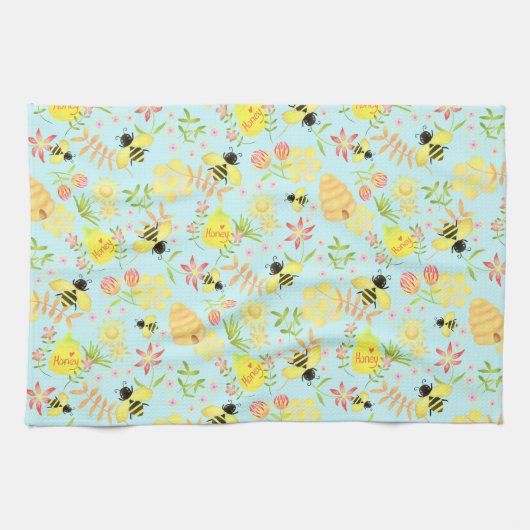 Linge De Cuisine Miel Bee Blue (Horizontal)