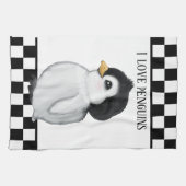 Linge De Cuisine mignon amoureux du pingouin ajouter du texte (Horizontal)