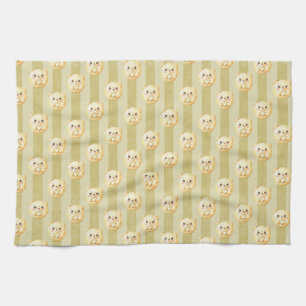 Linge De Cuisine Mignon ours en peluche jaune doré et rayure