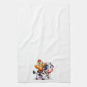 Linge De Cuisine mignon vache/poulet caricature (Vertical)