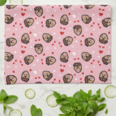 Linge De Cuisine Mignonne amour chien rose rouge (Plié)