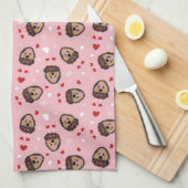 Linge De Cuisine Mignonne amour chien rose rouge (Quart Plié)