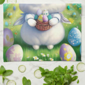 Linge De Cuisine Mignonne lapin de Pâques 01 (Plié)