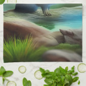 Linge De Cuisine Mignonne loutre bébé dans l'étang - (Plié)