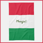 Linge De Cuisine Mignonne Mangia ! Drapeau rouge blanc et vert ital<br><div class="desc">Célébrez le bon repas dans votre maison avec cette amusante Mangia (mangez!) serviette de cuisine italienne à thème.</div>