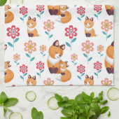 Linge De Cuisine Mignonne mère renard rouge avec bébé Fête des mère (Plié)