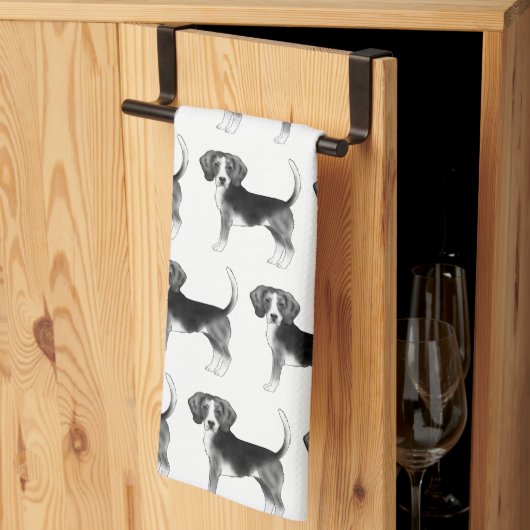 Linge De Cuisine Mignonne Motif D'Un Chien Beagle En Noir Et Blanc (Pliage en tiers)