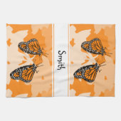 Linge De Cuisine Mignonne Papillons Monarque Orange Nommés (Horizontal)