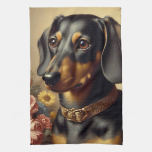 Linge De Cuisine Mignonne peinture Vintage Dachshund