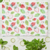 Linge De Cuisine Mignonne Red Strawberries Green Feuilles Plan (Plié)