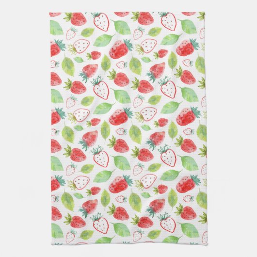 Linge De Cuisine Mignonne Red Strawberries Green Feuilles Plan (Vertical)