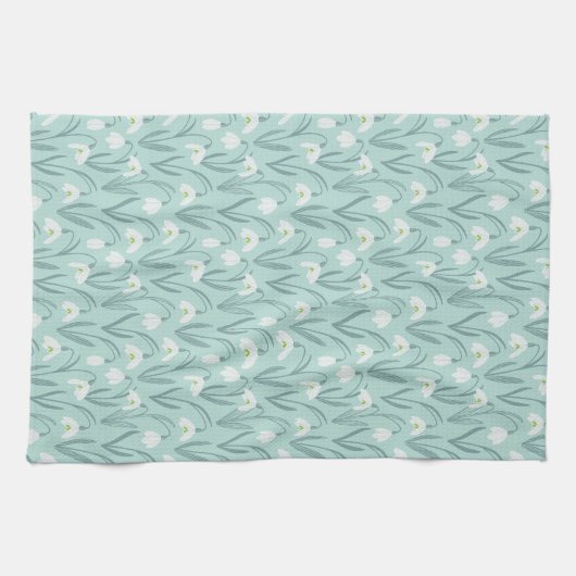 Linge De Cuisine Mignonne Snowdrops menthe (Horizontal)