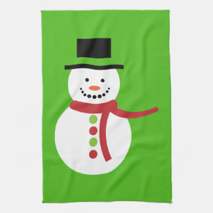Linge De Cuisine Mignonne Snowman avec Scarf Kelly Green