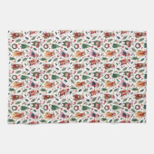 Linge De Cuisine Mignonne souris de Noël sur blanc (Horizontal)