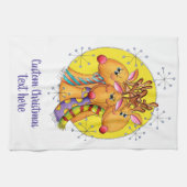 Linge De Cuisine Mignons rennes de Noël portant des écharpes avec d (Horizontal)