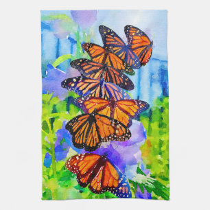 Linge De Cuisine Migration des papillons monochromes aquarelle