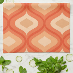 Linge De Cuisine Milieu de siècle vintage motif ogival en orange be