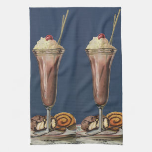 Linge De Cuisine Milkshake à la glace vintage, crème fouettée et ce
