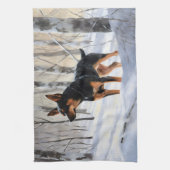 Linge De Cuisine Mince Pinscher Laisser Neige Noël (Vertical)