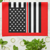 Linge De Cuisine Mince Red Line Drapeau : Mémorial du héros des pom (Plié)