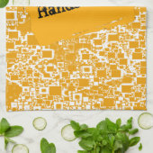 Linge De Cuisine Mini conception jaune et blanche d'or de tuile (Plié)