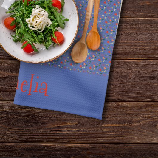 Linge De Cuisine mini fleur sauvage motif jaune rouge