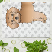 Linge De Cuisine Mini Goldendoodle Abricot Chien de Dessin Animé Mi (Plié)