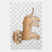 Linge De Cuisine Mini Goldendoodle Abricot Chien de Dessin Animé Mi (Vertical)