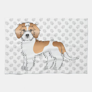 Linge De Cuisine Mini Goldendoodle abricot et blanc & pattes