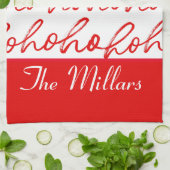 Linge De Cuisine Mini Ho Ho Ho Texte Rouge Fête Motif Noël (Plié)