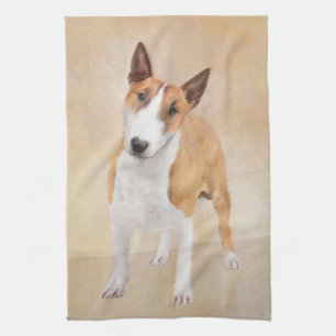 Linge De Cuisine Miniature Taureau Terrier Peinture - Joli Original
