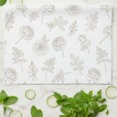 Linge De Cuisine Minimal Botanical Line Art Pattern (8) (Plié)