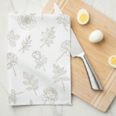 Linge De Cuisine Minimal Botanical Line Art Pattern (8) (Quart Plié)