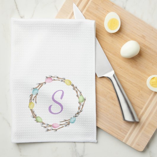 Linge De Cuisine Minimal Easter Wreath Monogram And Easter Eggs (Quart Plié)