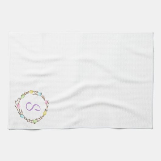 Linge De Cuisine Minimal Easter Wreath Monogram And Easter Eggs (Horizontal)