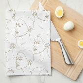 Linge De Cuisine Minimal Female Face Line Pattern (2) (Quart Plié)