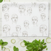 Linge De Cuisine Minimal Female Face Line Pattern (3) (Plié)