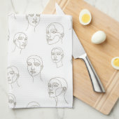 Linge De Cuisine Minimal Female Face Line Pattern (3) (Quart Plié)