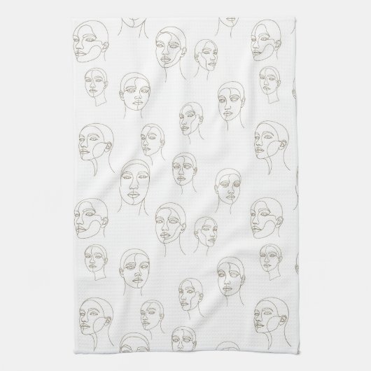 Linge De Cuisine Minimal Female Face Line Pattern (3) (Vertical)