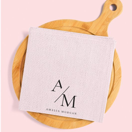 Linge De Cuisine Minimal Pastel rose initial et personnalisé