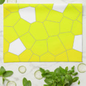 Linge De Cuisine Minimalisme Abstrait Art Jaune Gris Blanc Cellules (Plié)