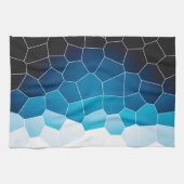 Linge De Cuisine Minimalisme Art Abstrait Bleu Cellules Blancs (Horizontal)